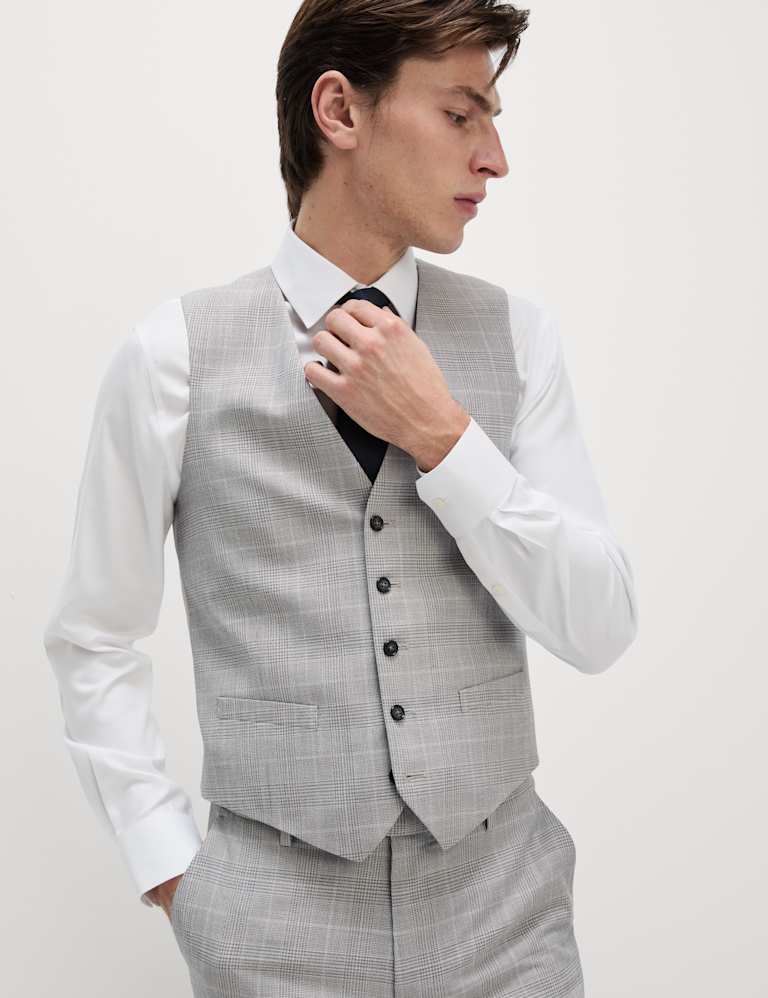 3 Piece Slim Fit Prince of Wales Check Suit 3 of 6