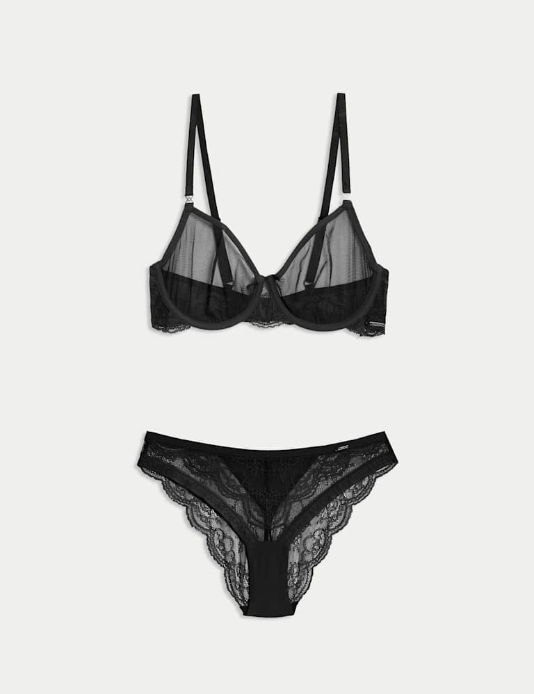 Murcia Sheer & Lace Wired Demi Cup Bra Set A-E 2 of 6