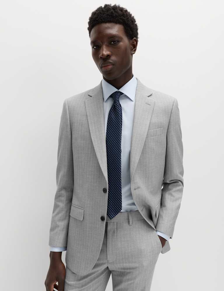 2 Piece Regular Fit Pinstripe Stretch Suit 1 of 6