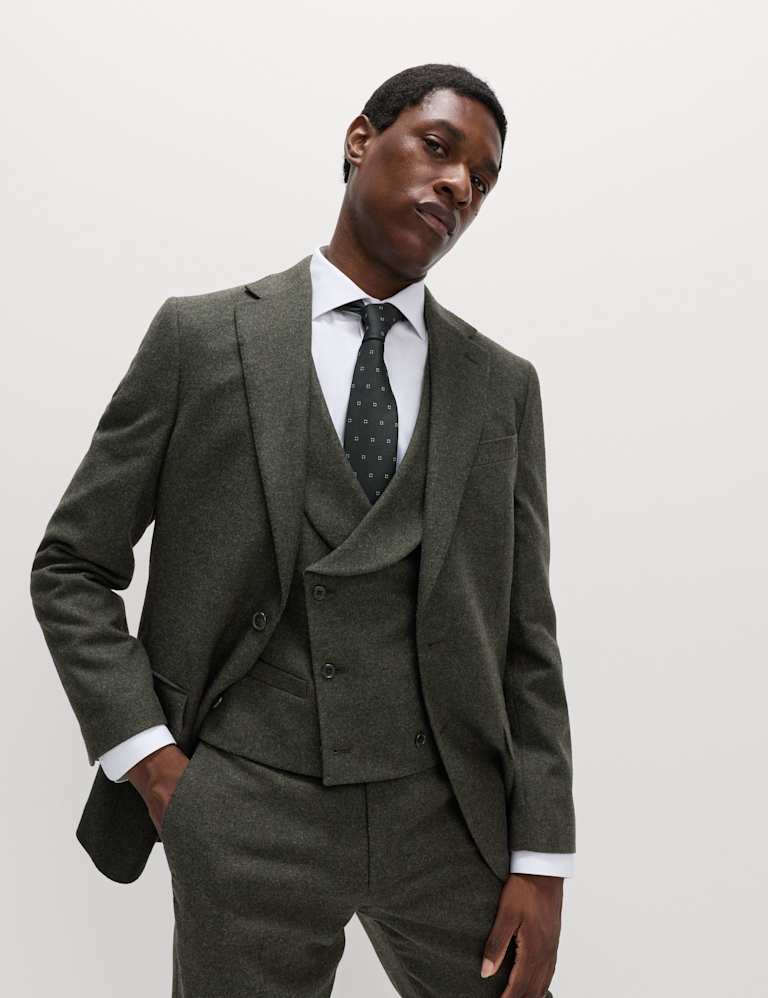 3 Piece Tailored Fit Wool Rich Tweed Suit 1 of 6