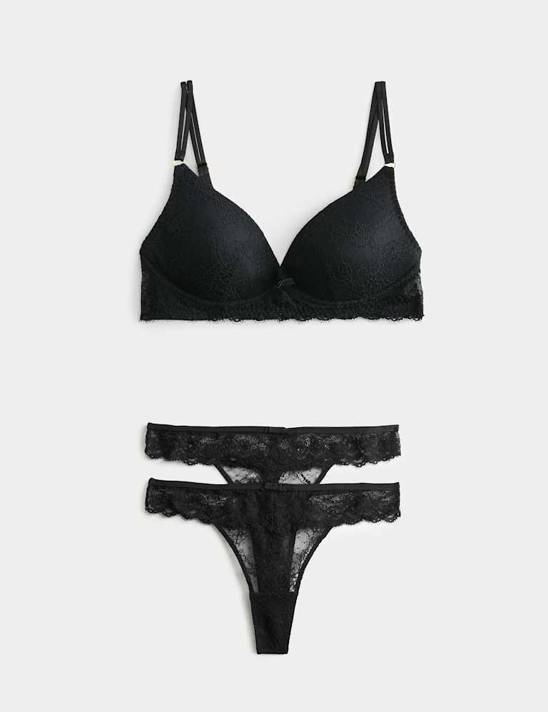 Ida Lace Non Wired Plunge Bra Set A-E 2 of 6