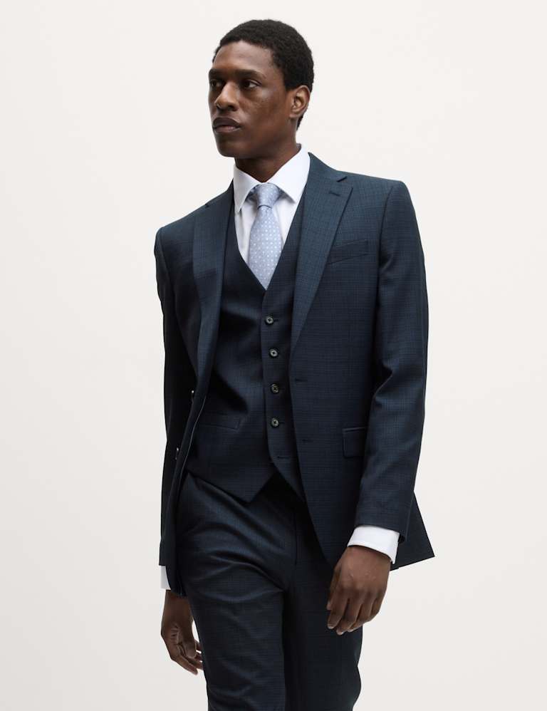3 Piece Slim Fit Shadow Check Suit 1 of 6