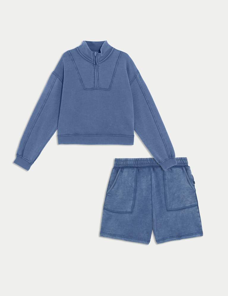 Pure Cotton Quarter Zip Lounge Sweatshirt Set 2 of 6