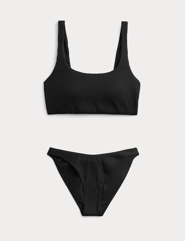 Ribbed Scoop Neck Bikini Set 2 of 6