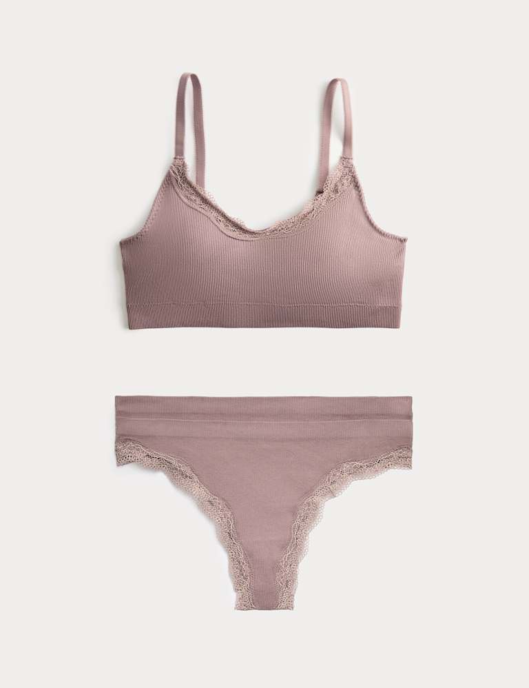 Jasmine Lace Non Wired Seamfree Crop Top Set 2 of 6