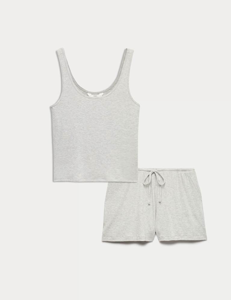 Modal Rich Ribbed Cami Pyjama Top Set 2 of 6