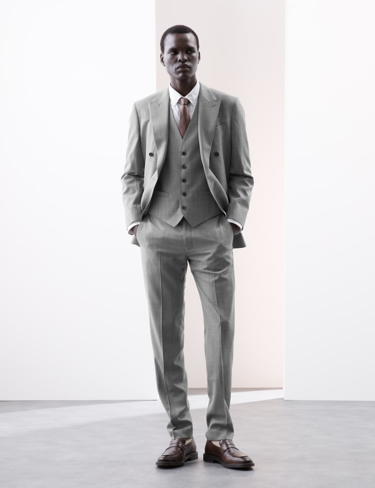 3 Piece Tailored Fit Pure Wool Check Suit 1 of 6