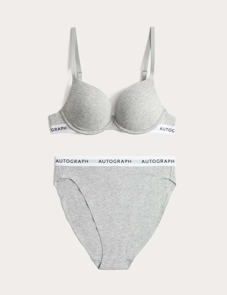 Lille Cotton Rich Wired Push-Up Plunge Bra Set A-E 2 of 6