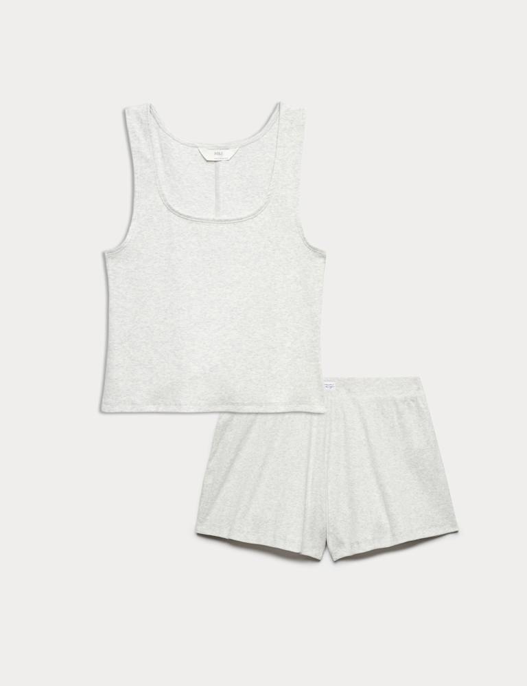 Cotton Rich Ribbed Pyjama Vest & Short Set 2 of 6