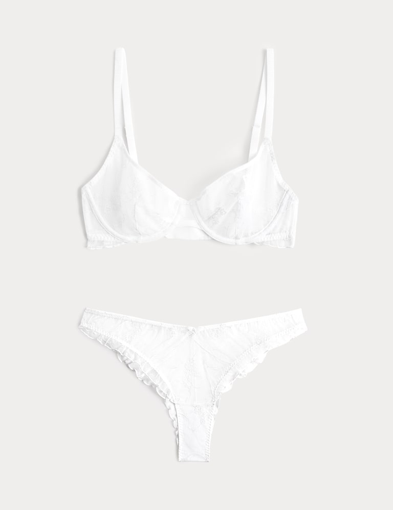 Helena Embroidery Wired Demi Cup Bra Set A-E 2 of 6