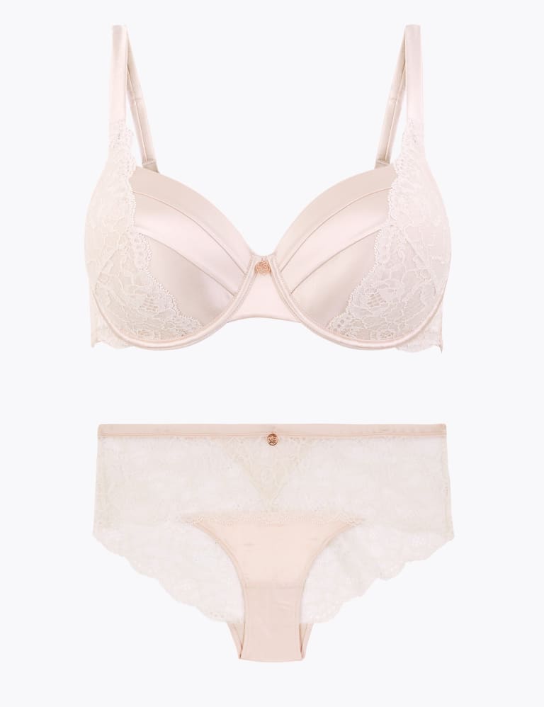 Silk & Lace Underwired Set with Full Cup Bra A-E 2 of 6
