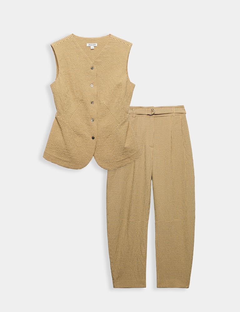 Cotton Rich Checked Seersucker Waistcoat & Trousers Set 2 of 6