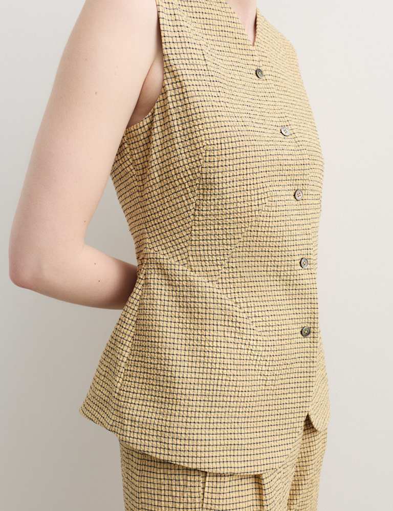 Cotton Rich Checked Seersucker Waistcoat & Trousers Set 3 of 6