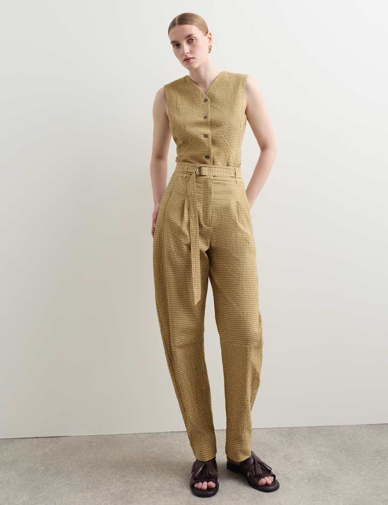 Cotton Rich Checked Seersucker Waistcoat & Trousers Set 5 of 6