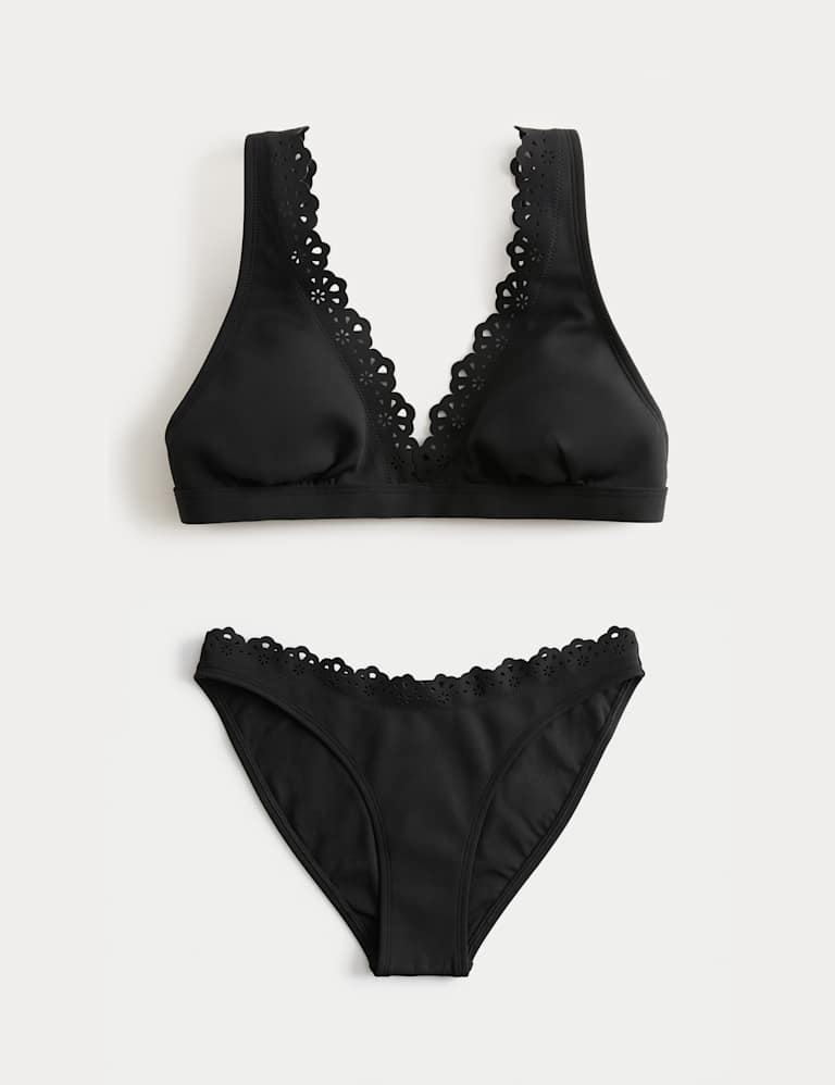 Broderie Trim Sculpt Padded Plunge Bikini Set 2 of 6