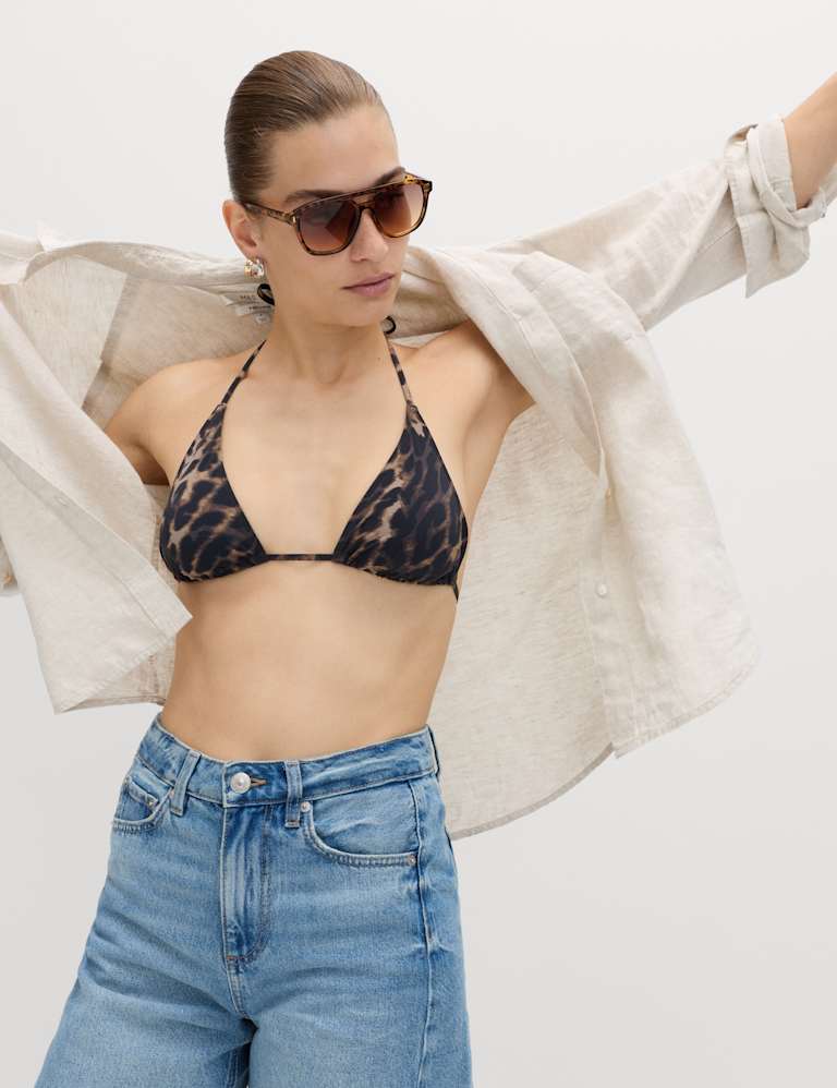 Animal Print Halterneck Triangle Bikini Set 3 of 6