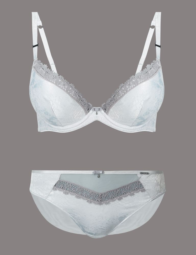 Satin & Lace Set with Padded Plunge Bra A-E 2 of 7