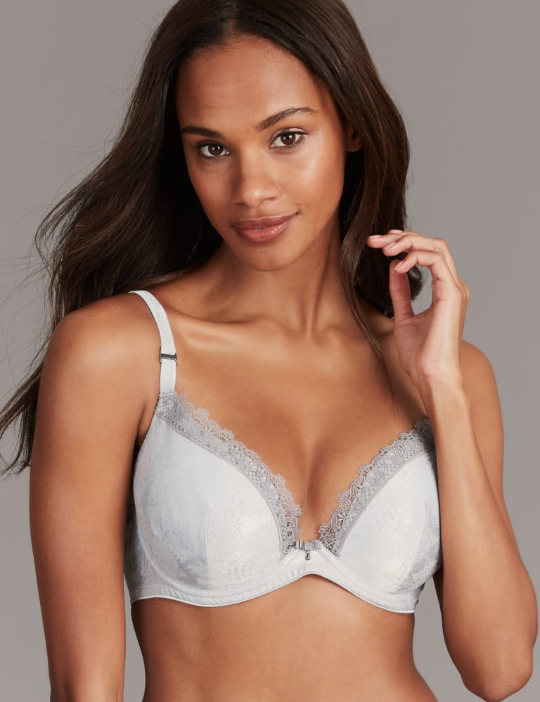 Satin & Lace Set with Padded Plunge Bra A-E 3 of 7