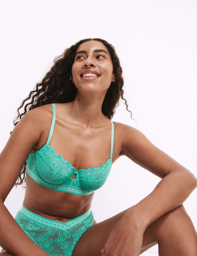 Cleo Lace Wired Balcony Bra Set A-E 1 of 6