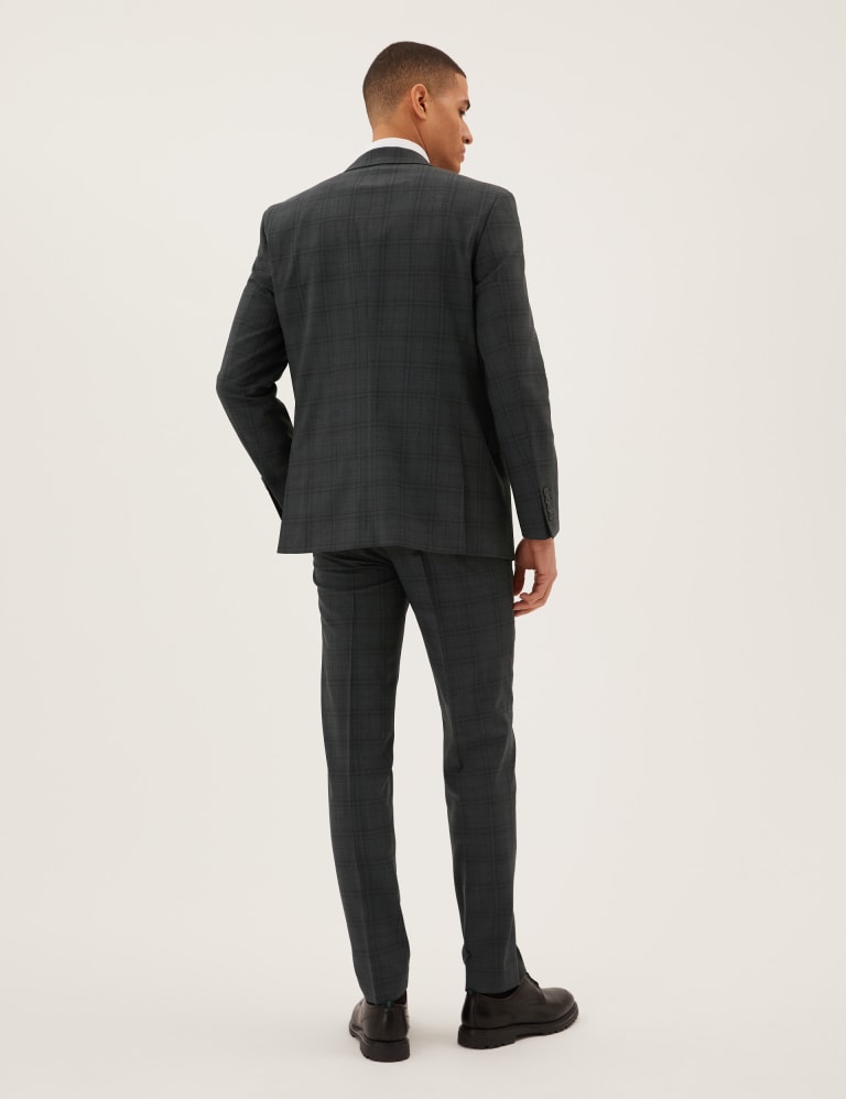 Tailored Fit Wool Checked Suit 3 of 8