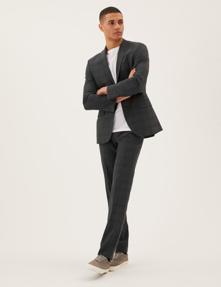 Tailored Fit Wool Checked Suit 6 of 8
