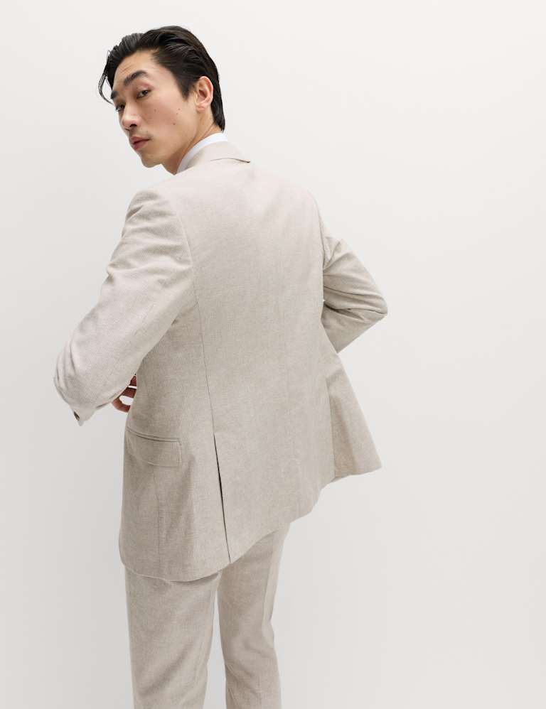 2 Piece Tailored Fit Cotton Linen Striped Suit 3 of 6