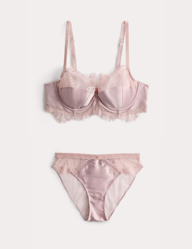 Saffron Satin & Lace Wired Balcony Bra Set A-E 2 of 6