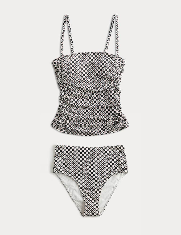 Tummy Control Printed Ruched Tankini Set 2 of 6