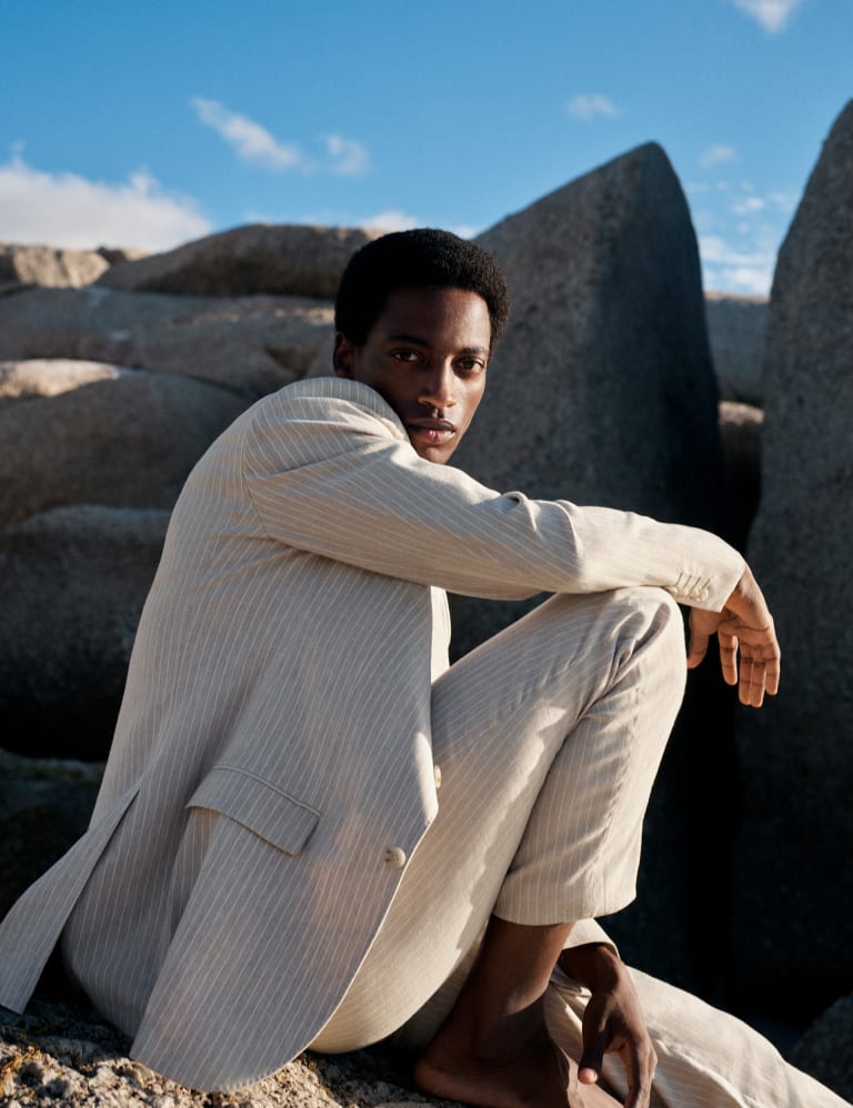 Tailored Fit Italian Linen Miracle™ Stripe Suit 1 of 7
