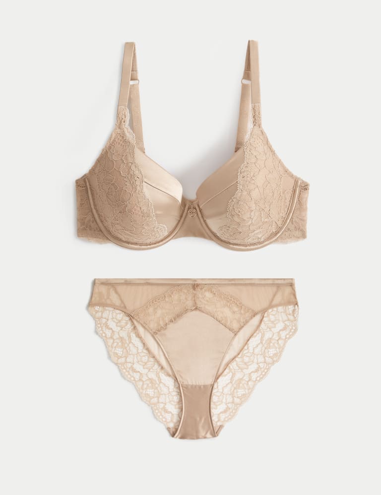 Silk & Lace Wired Full Cup Bra Set A-E 2 of 6