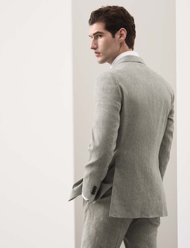 3 Piece Tailored Fit Italian Performance Linen Blend Suit 4 of 6