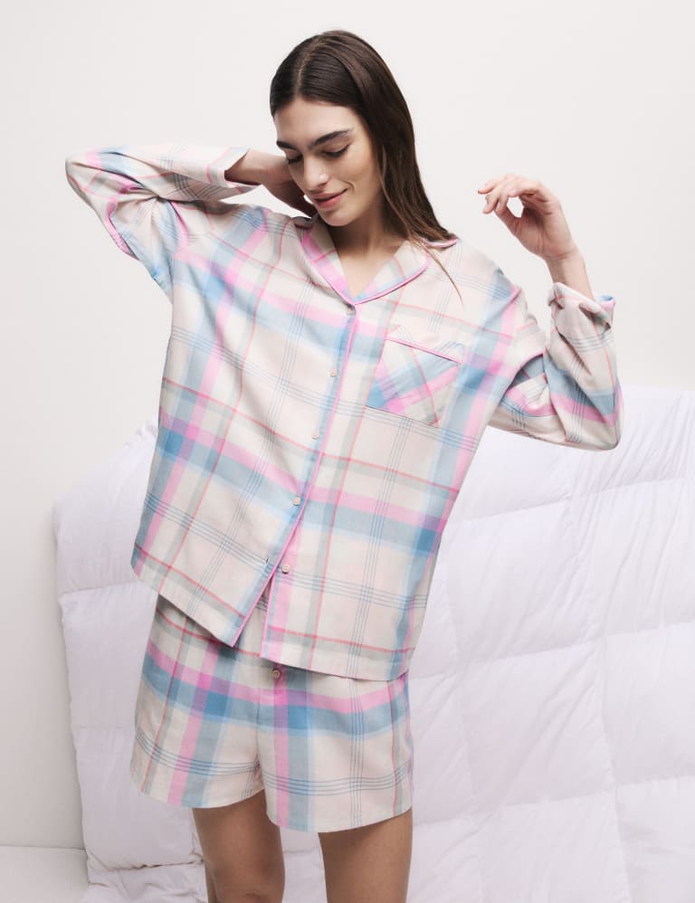 Cotton Blend Checked Pyjama Top Set 3 of 6