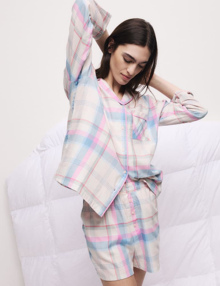 Cotton Blend Checked Pyjama Top Set 5 of 6