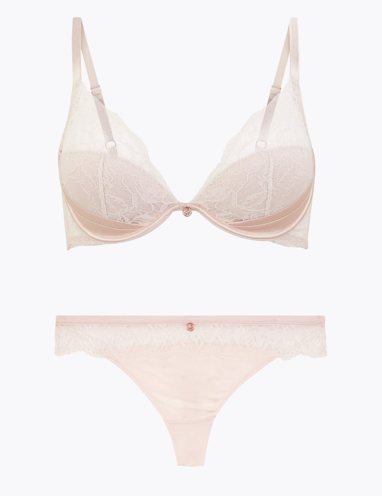 Silk & Lace Padded Set with Plunge Bra 2 of 6