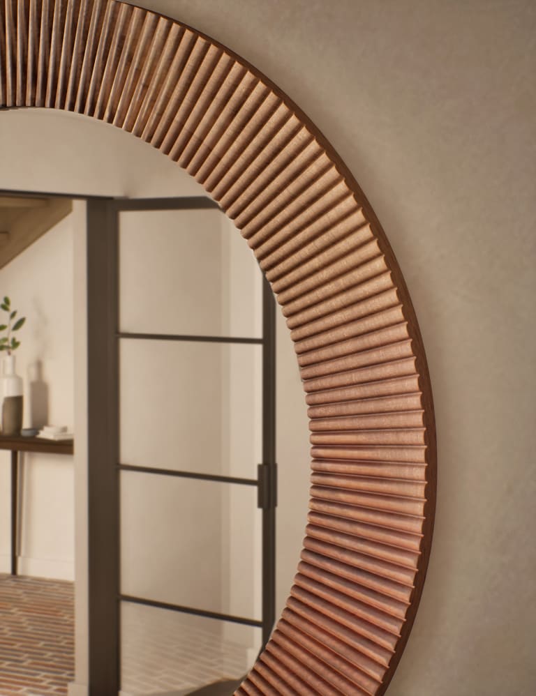 Fredrick Wooden Frame Round Wall Mirror 3 of 5