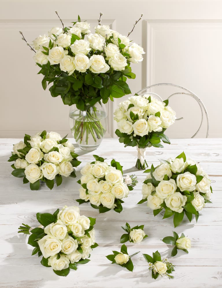 Creamy white Luxury Rose Wedding Flowers Collection 4 M S