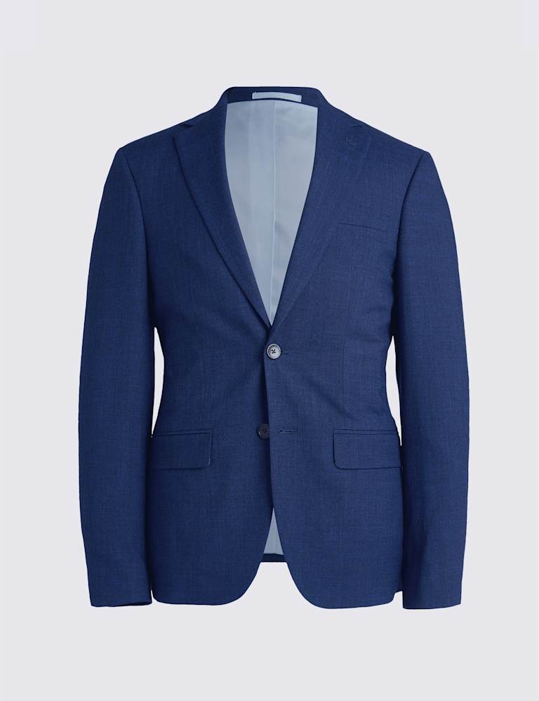 3 Piece Slim Fit Slub Textured Suit 1 of 7