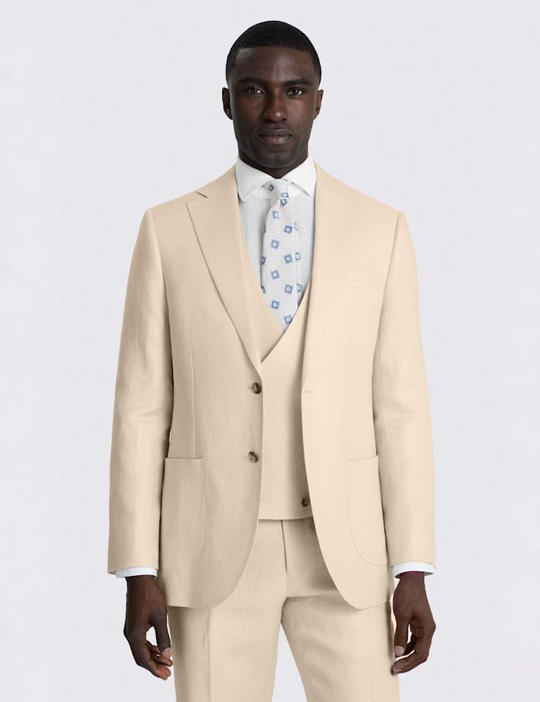 3 Piece Tailored Fit Pure Linen Twill Suit 1 of 6
