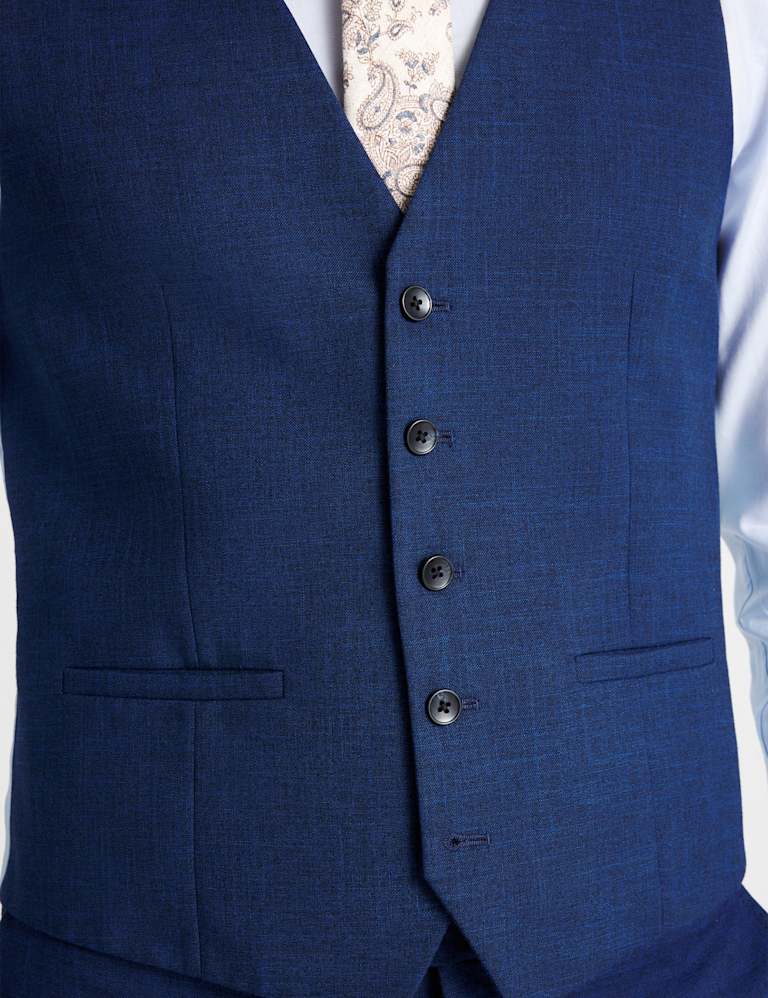 3 Piece Slim Fit Slub Textured Suit 6 of 7