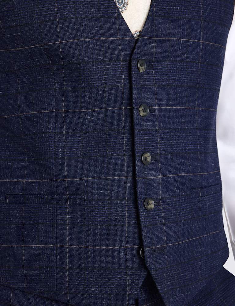 3 Piece Slim Fit Check Stretch Suit 4 of 7