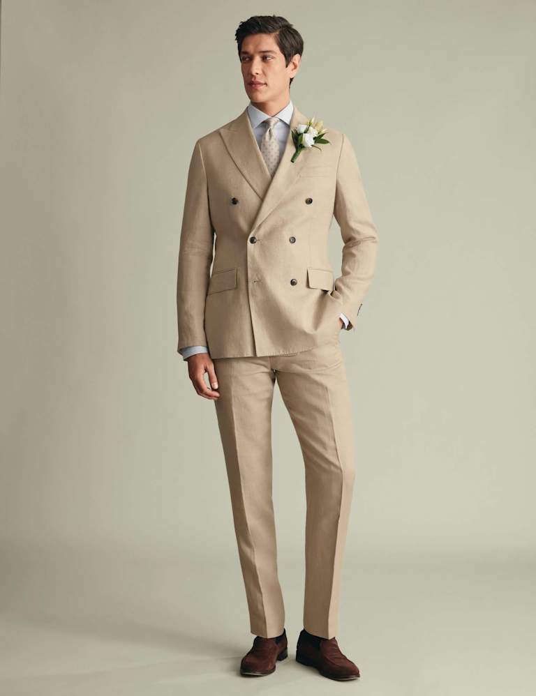 Slim Fit Pure Linen Double Breasted Suit 1 of 4
