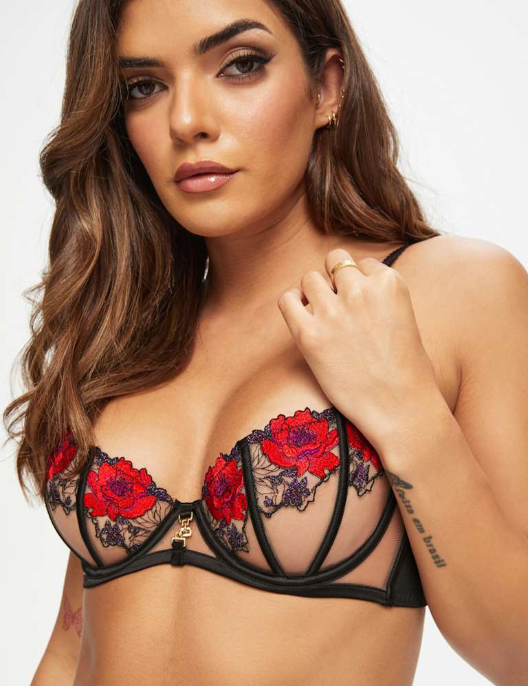 Sheer Floral Wired Balcony Bra Set (A-D) 8 of 9