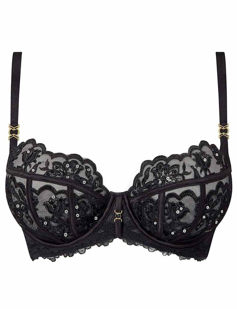 Embroidered Wired Balcony Bra Set (DD-H) 2 of 6