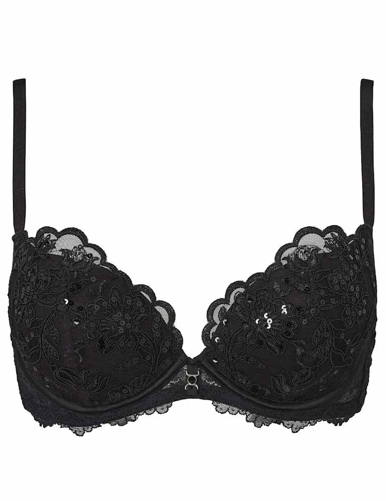 Lace Sequin Wired Plunge Bra Set (A-D) 2 of 6
