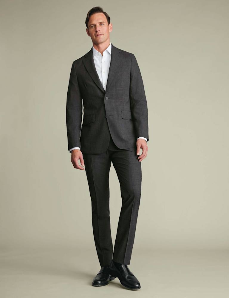 2 Piece Slim Fit Pure Wool Sharkskin Suit 2 of 4