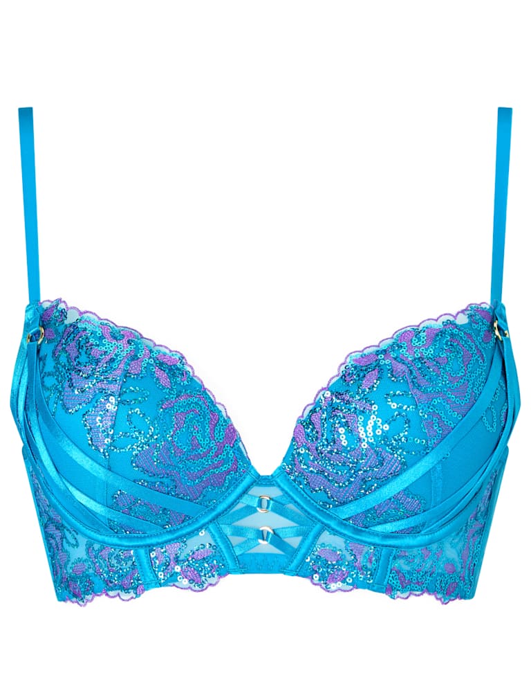 Sequin Wired Plunge Bra Set (A-E) 2 of 9