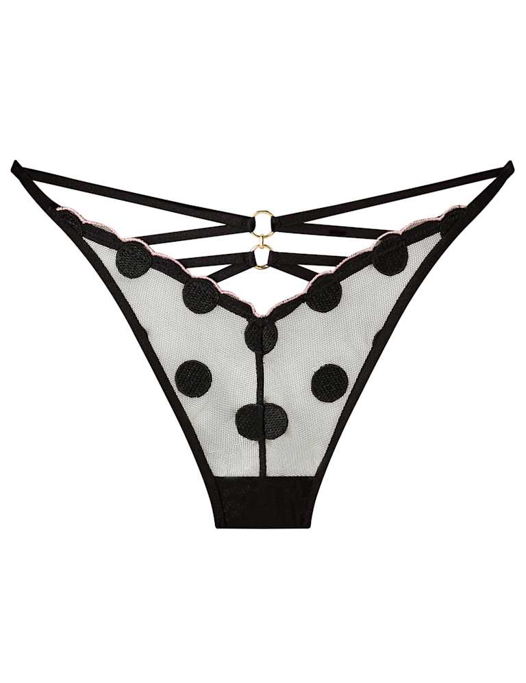 Spot Mesh Wired Plunge Bra Set (A-E) 3 of 9