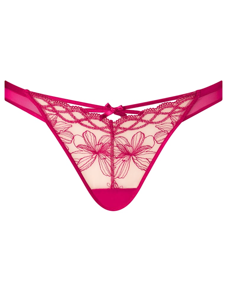 Mesh Embroidered Wired Balcony Bra Set (A-G) 3 of 9