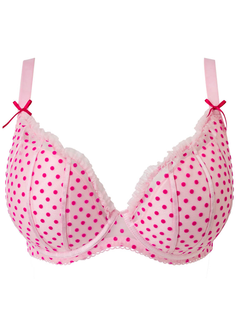 Mesh Polka Dot Wired Plunge Bra Set (A-G) 9 of 9