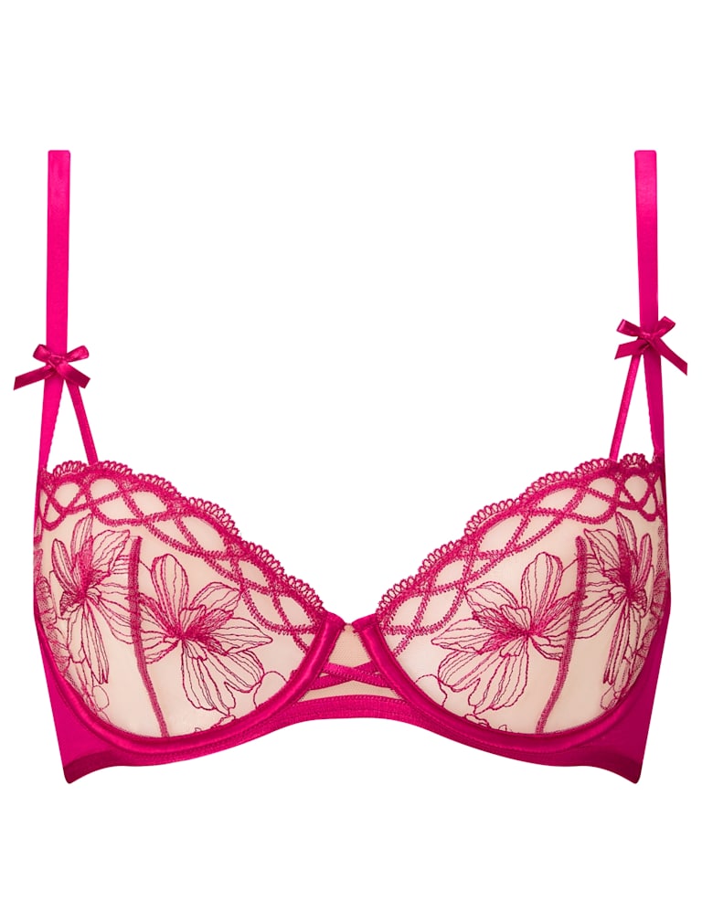 Mesh Embroidered Wired Balcony Bra Set (A-G) 2 of 9